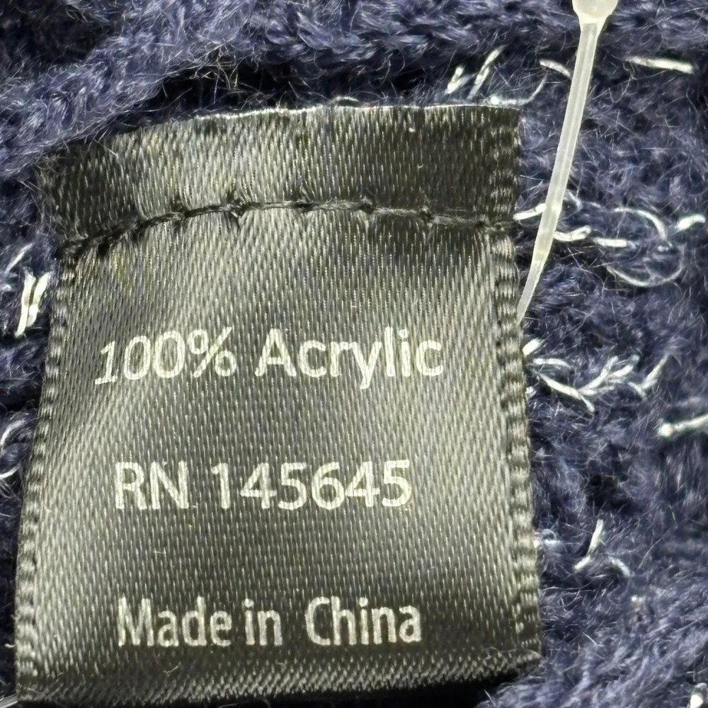 New L.I.B. New York‎ Infinity Scarf Womens OS Navy Blue Waffle Knit Metallic